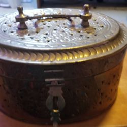 Vintage Solid Brass Trinket Box