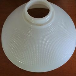 Mid Century Milk Glass Waffle Pattern Lamp Shade Diffuser
