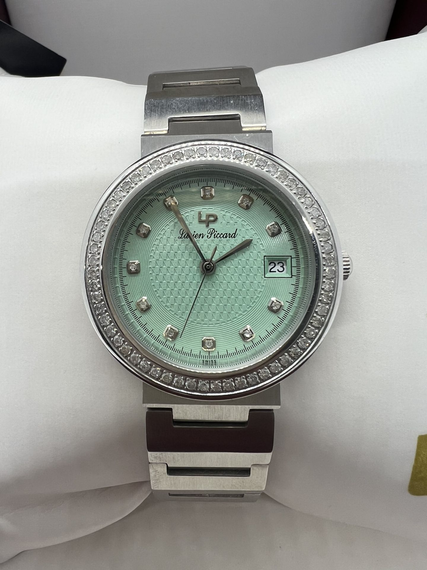 LUCIEN PICCARD DIAMOND BEZEL TIFFANY DIAL WRISTWATCH