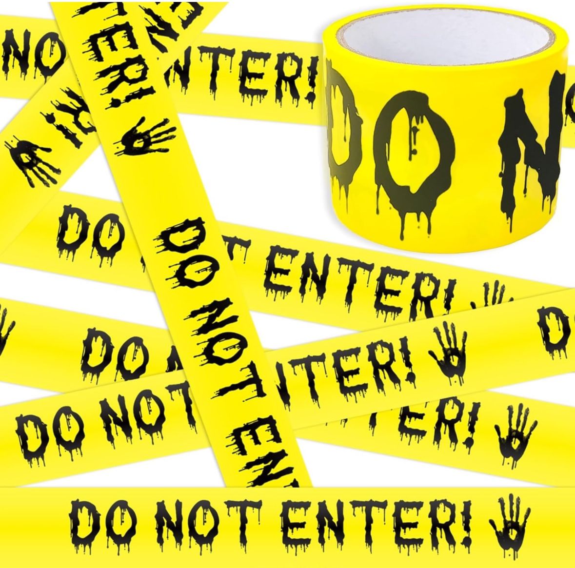 Halloween Decorations Tape, 3In x 82Ft, "Do Not Enter" Yellow & Black , 2 Pack