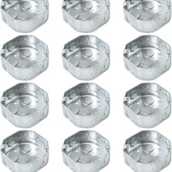 12 Packs Octagon Electrical Box, Raised Ground 1-1/2'' Deep Metal Electrical Box, 3/4" Side Knockouts, Electrical Junction Box, Galvanized