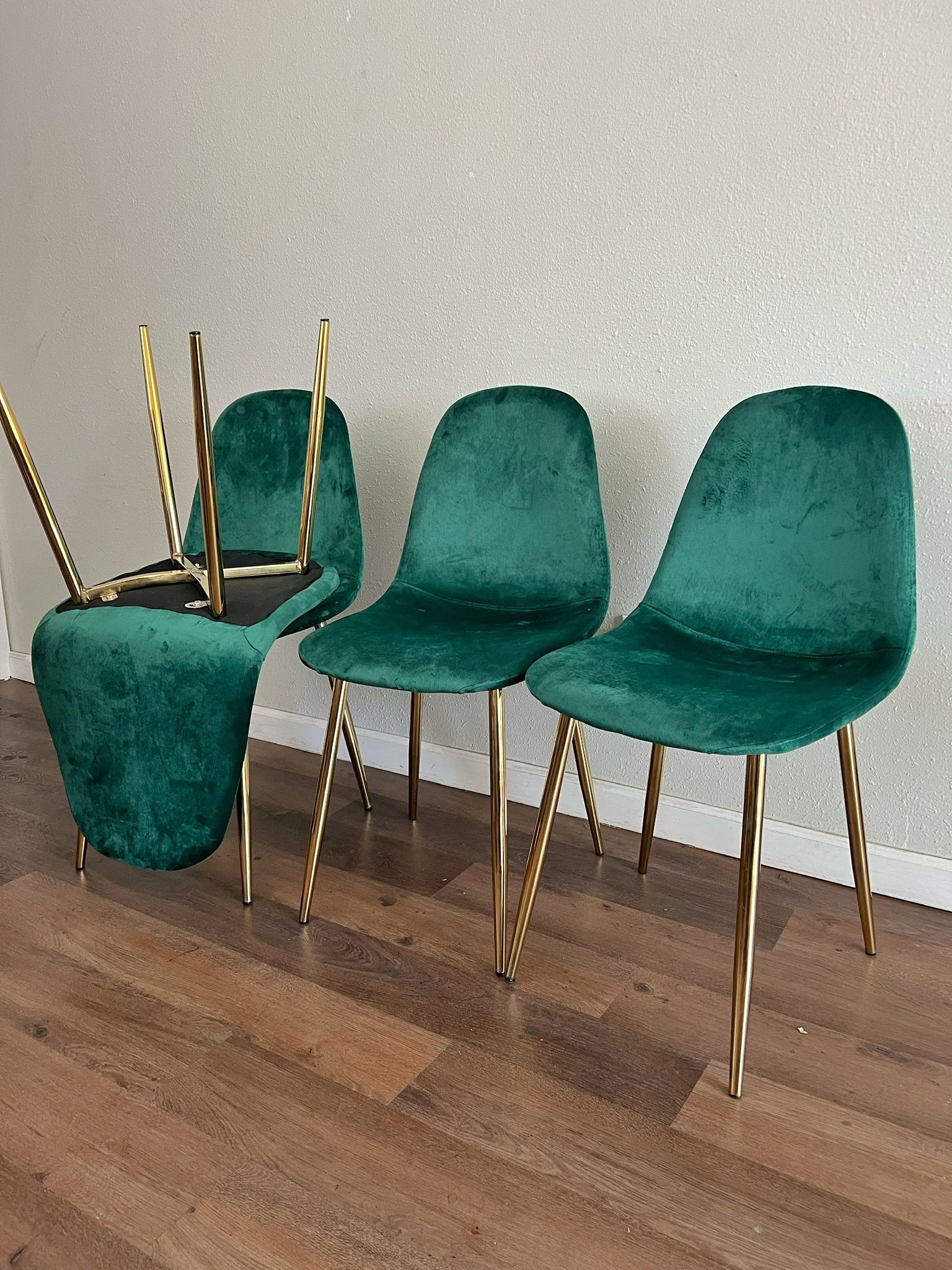 Emerald Green Gold Velvet Dining Chairs