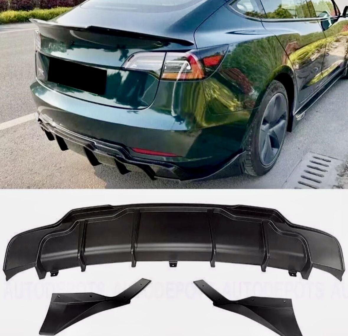 Brand New Gloss Black Rear Diffuser for 2017-2023 Tesla Model 3. DIY
