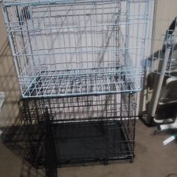 2 Foldable Animal Kennel / Cages With Swinging Locking Gate Door