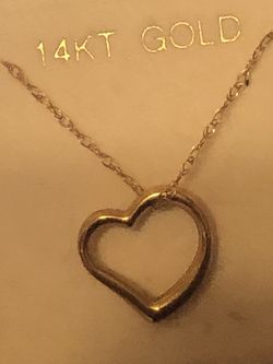 💕 Kids 14K Real Yellow Gold Floating Heart Necklace 12” Chain 14k 