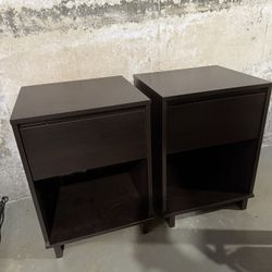 Modern Nightstand with Storage Drawer Espresso