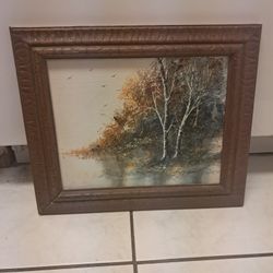Wood Framed Sqaure Oil Painting