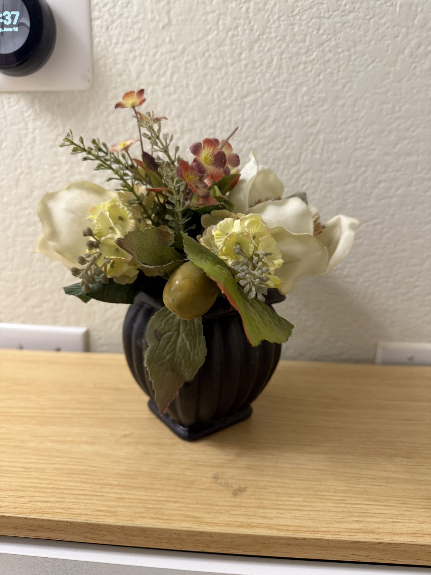 Silk Flower Bouquet with Small Ceramic Vase