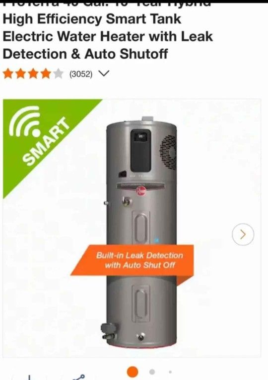 water heater electric proterra 40 gal Hybrid High Efficiency smart