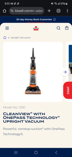 Bissell 1330 Cleanview Multi-Cyclonic Orange Bag Less Vacuum