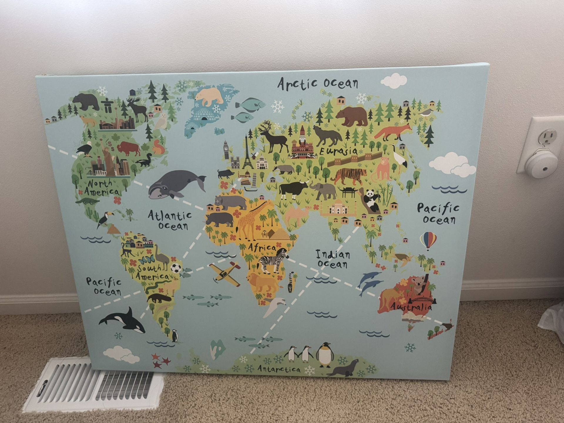 Kids World Map Canvas
