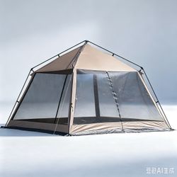 Hevey duty Screen House Tent for Camping 11x 11ft, Instant Screened Gazebo Canopy with Netting, Portable Shelter Enclosure for Outdoor, Backyard, Khak