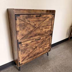 Rustic Barn Door Shoe Cabinet 