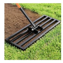 30" x 10" Lawn Leveling Rake, Heavy Duty Stainless Steel Leveler Tool with 78" Adjustable Handle, Garden Yard Lawn Care for Garden, (W101)
