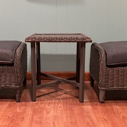 Gray And Brown Cushioned Stool With Table