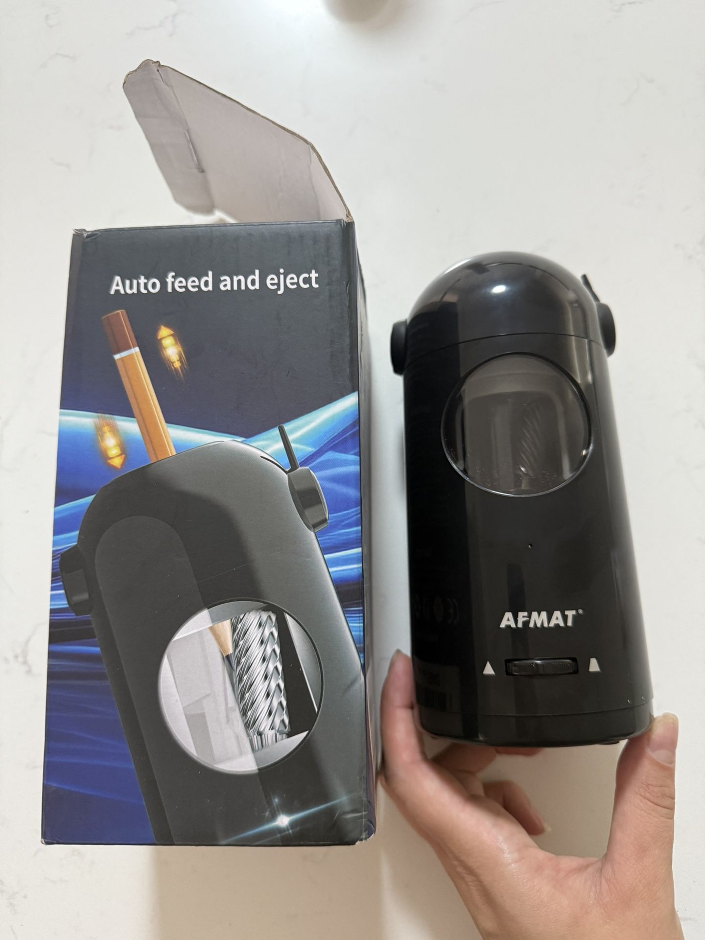 AFMAT Electric Pencil Sharpener for Colored Pencils 7-11.5mm, Robot Pencil Sharpener, Fully Automatic Rechargeable Hands-Free Pencil Sharpeners for La
