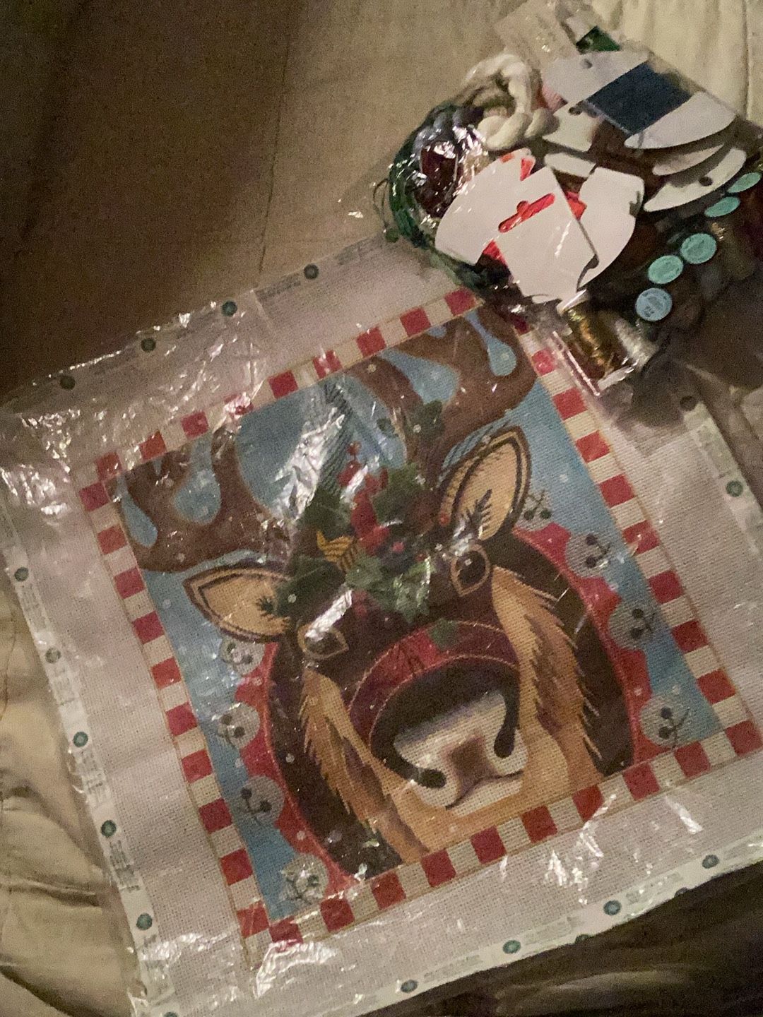 Large Needlepoint “ Rain deer Portrait “ Kit (40 Threads)