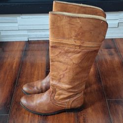 Frye Melissa Trapunto Tall Riding Boots Brown Leather Size 7 Vintage