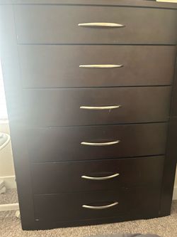 Dark Brown 6-Drawer Chest Dresser
