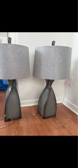 A set of gray twisty lamps very good condition