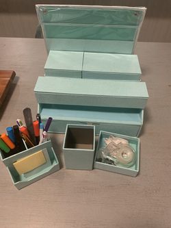 Martha Stewart Avery turquoise desk organizer set Thumbnail