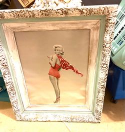 Vintage rare Marilyn Monroe, large antique framed picture