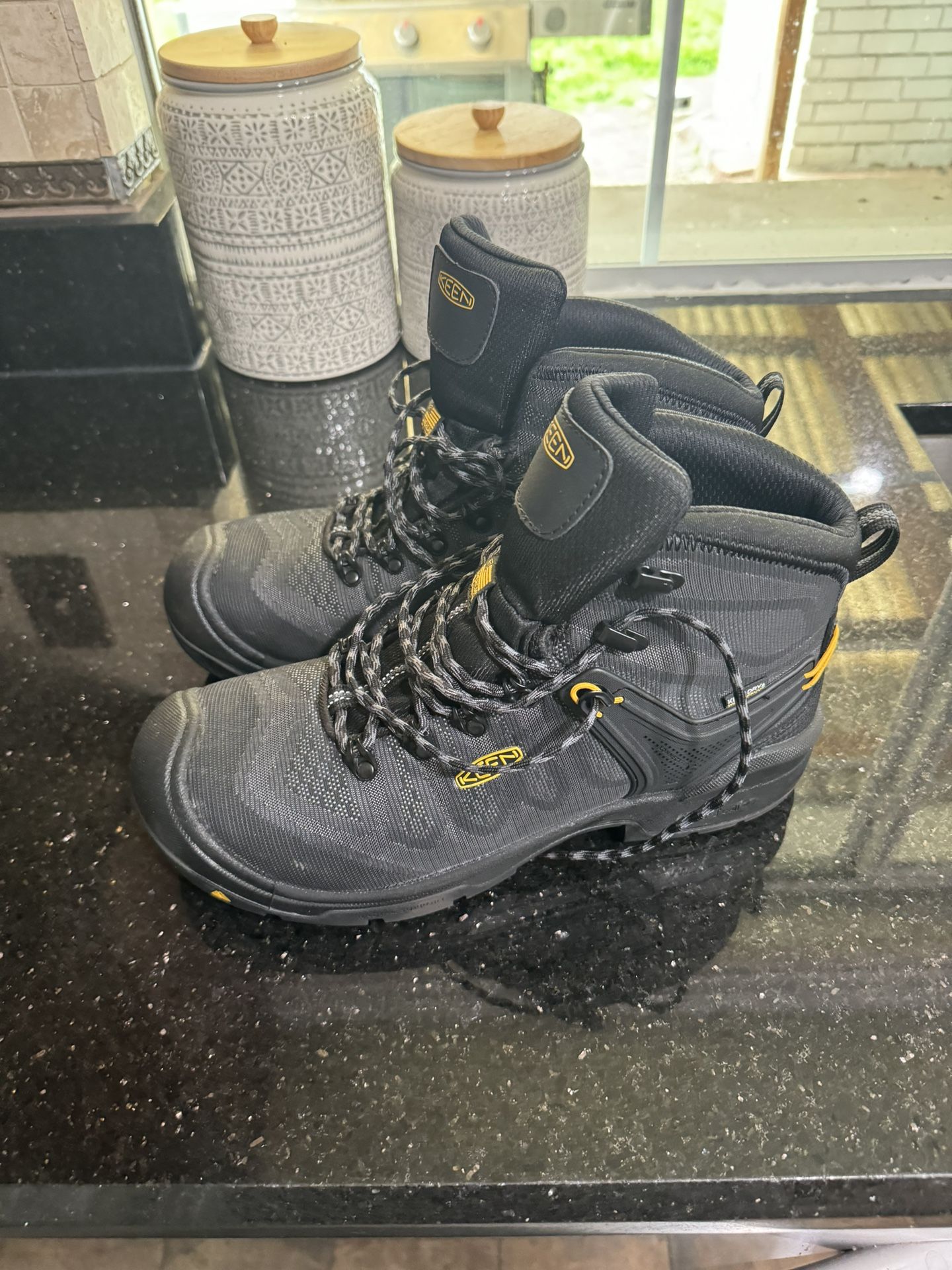 Keen Men's Black Steel Grey Dearborn 6" Waterproof Work Boot