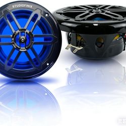 STUDIOFINIX 8” 900W Marine Boat Speakers with LED Lights – Waterproof 2-Way Speakers for Boat / ATV / UTV – Pair (Black) – Pickup 91745