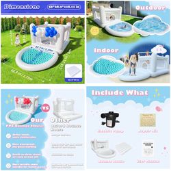 White bounce house and balls