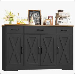 55.1'' Sideboard with 3 Drawers, Adjustable Shelves