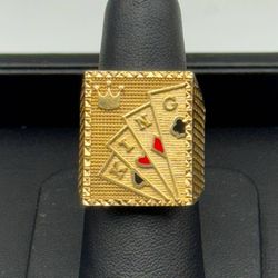 10k solid yellow gold King Poker Card game  ring size 8.5