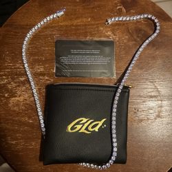 GLD Diamond Tennis Necklace 5mm 14k White Gold Plated / 24" 
