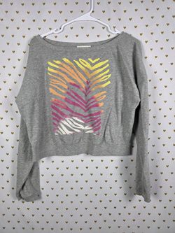 Victorias Secret Pink VINTAGE Zebra Stripe Cropped Sweater Shirt 2009 XS