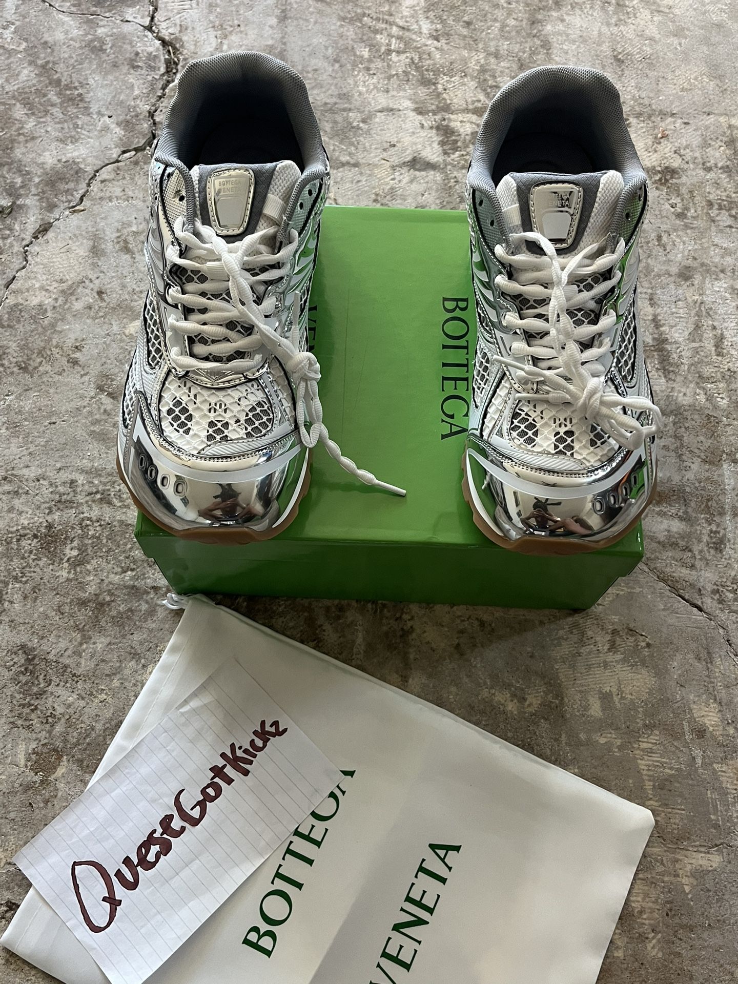 Bottega Veneta Orbits White And Silver