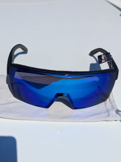 Bomber Shield Sunglasses with Blue Mirror Lens