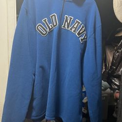 VIntage Old Navy Fleece Embroidered Blue Pullover 1/4 Zip Men XL