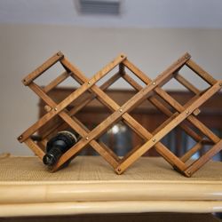 Vintage Wood Accordian Wine Rack 