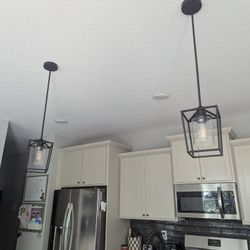 2 Farmhouse Black Pendants
