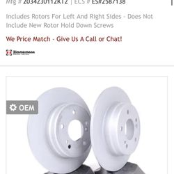 OEM Mercedes C230 SLK230 Rear Rotors