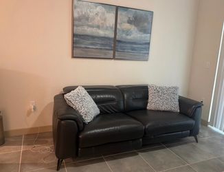 El Dorado Furniture Anabel Gray Leather Power Reclining Sofa