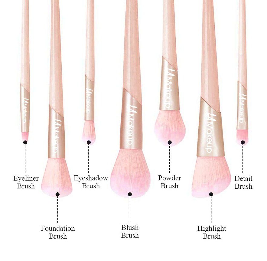 7pcs pink perfection makeup brush set