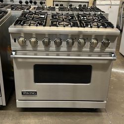 Viking 36”Wide Dual Fuel Range Stove In Stainless Steel 6 Burners 