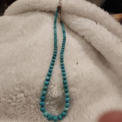 Jay King signed Turquoise and Silver Vintage Desert Rose Trading necklace, 8mm, 18" to 21.5"