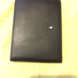 New -MONTBLANC-men’s Real Leather Wallet with palladium-coated security Ring. Retail $450