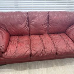 Red Leather Couch Set – 3-Seater & 2-Seater – $400 OBO