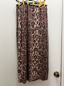 Leopard Print Sequin Maxi Skirt