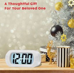 Alarm Clock Large Digital LCD Travel Alarm Clocks with Snooze and Night Light - Ascending Sound and Handheld Size