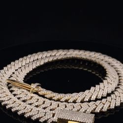 925 Silver With Moissanite Diamond Chain