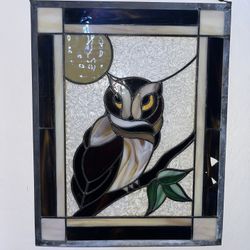 Framed Stained Glass Owl Art 