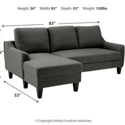 Like New Gray Jarreau Sofa Chaise Sleeper From Ashley Furniture
